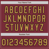 Custom Burgundy Old Gold-Black 3 Colors Arm Shapes Authentic Baseball Jersey