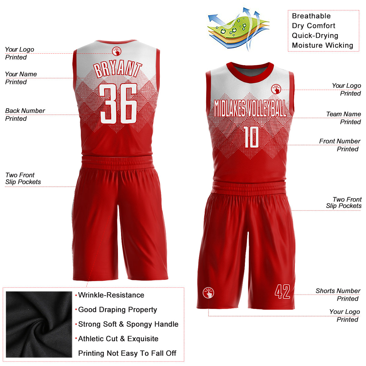 Custom White White-Red Round Neck Sublimation Basketball Suit Jersey Sale –  UKSN INC