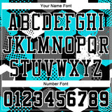 Custom Black Aqua-White Round Neck Sublimation Basketball Suit Jersey