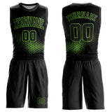 Custom Black Neon Green Round Neck Sublimation Basketball Suit Jersey