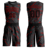 Custom Black Red Bright Lines Round Neck Sublimation Basketball Suit Jersey