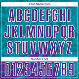 Custom Teal Purple-White Wind Shapes Round Neck Sublimation Basketball Suit Jersey