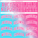 Custom Sky Blue Pink-White Gradient Two Tone Diamond Shape Round Neck Sublimation Basketball Suit Jersey