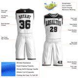 Custom White Black Color Block Round Neck Sublimation Basketball Suit Jersey