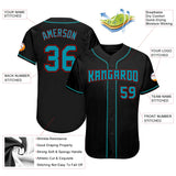 Custom Black Teal-Red Authentic Baseball Jersey