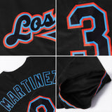 Custom Black Teal-Red Authentic Baseball Jersey