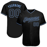 Custom Black Black-Light Blue Authentic Baseball Jersey