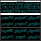 Custom Black Black-Teal Authentic Baseball Jersey