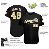 Custom Black Vegas Gold-White Authentic Baseball Jersey