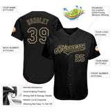 Custom Black Black-Vegas Gold Authentic Baseball Jersey