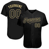 Custom Black Black-Vegas Gold Authentic Baseball Jersey