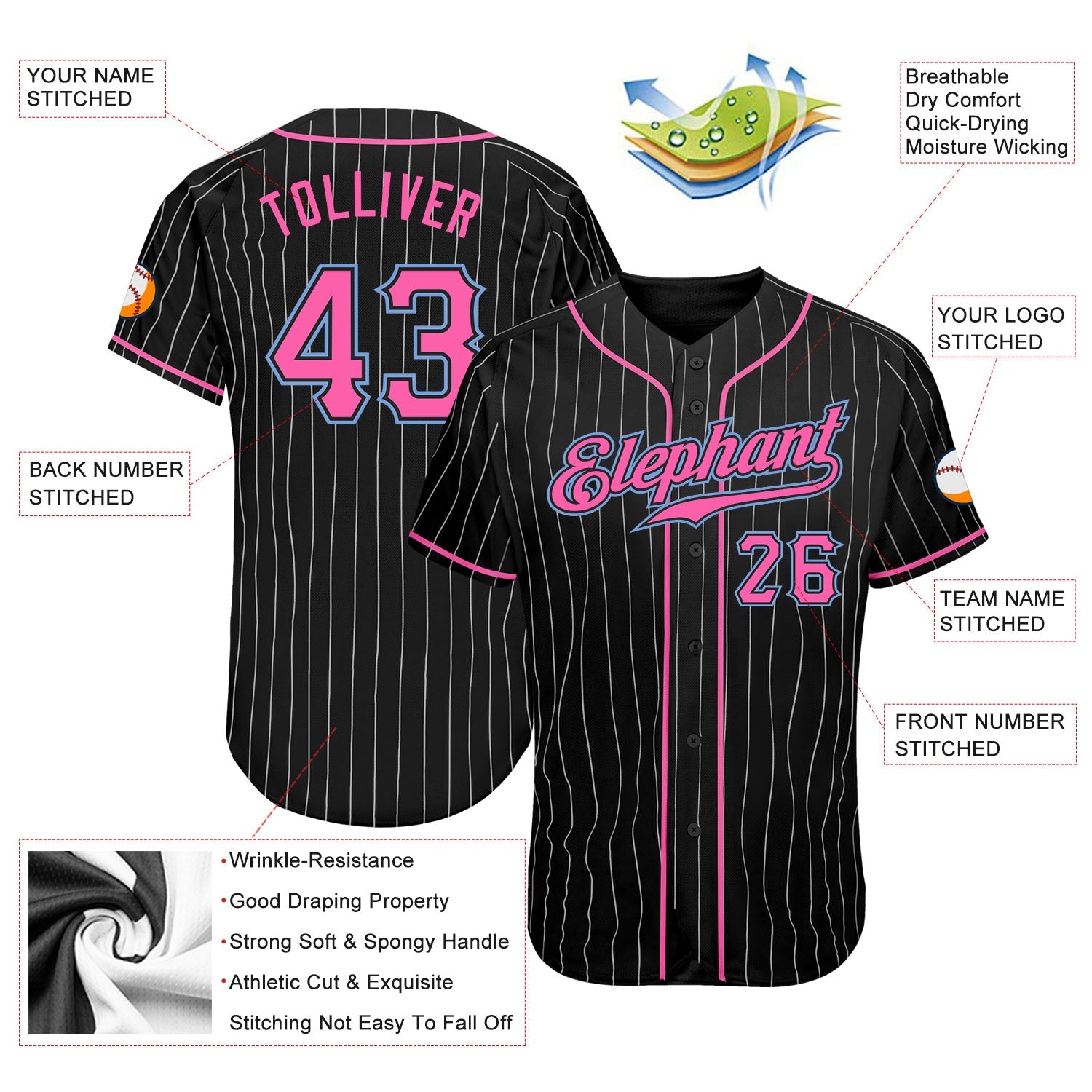 Custom Tackle Twill Applique Baseball Jersey Breathable Baseball Shirt -  China Baseball Shirts and Applique Baseball Jersey price