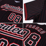 Custom Black Red Pinstripe Black-White Authentic Baseball Jersey