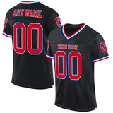 Custom Black Red-Royal Mesh Authentic Throwback Football Jersey