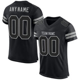 Custom Black Black-Gray Mesh Authentic Football Jersey