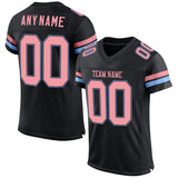 Custom Black Medium Pink-Light Blue Mesh Authentic Football Jersey