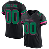 Custom Black Kelly Green-Pink Mesh Authentic Football Jersey