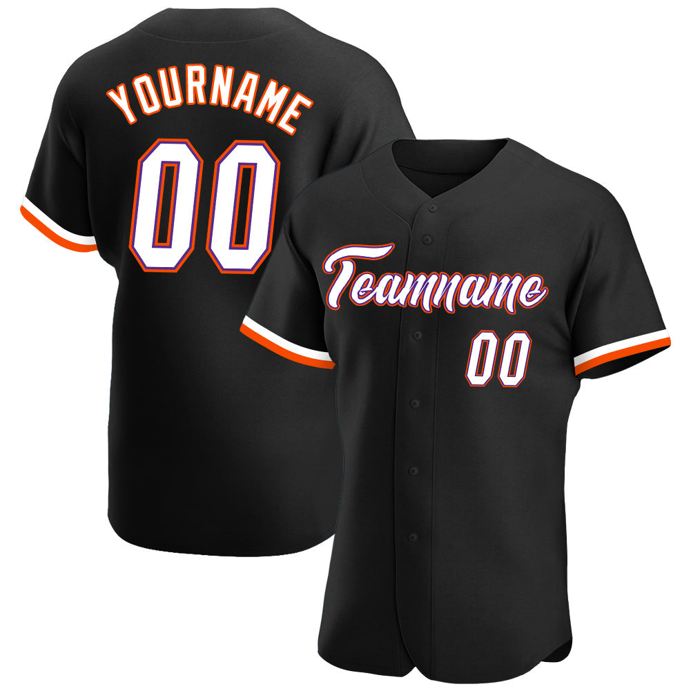 Custom Black White-Orange Authentic Baseball Jersey