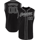 Custom Black Black-White Authentic Sleeveless Baseball Jersey