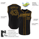Custom Black Black-Gold Authentic Sleeveless Baseball Jersey