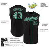 Custom Black Kelly Green-White Authentic Sleeveless Baseball Jersey
