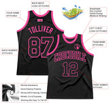 Custom Black Black-Pink Authentic Throwback Basketball Jersey