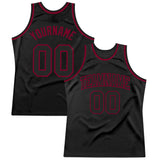 Custom Black Black-Maroon Authentic Throwback Basketball Jersey