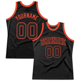 Custom Black Black-Orange Authentic Throwback Basketball Jersey