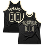 Custom Black Black-Cream Authentic Throwback Basketball Jersey