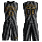 Custom Black Black-Gray Round Neck Sublimation Basketball Suit Jersey