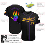 Custom Black Gold-Purple Rainbow Colored Hand For Pride LGBT Authentic Baseball Jersey