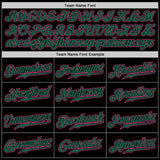 Custom Black Pink-Kelly Green Authentic Baseball Jersey