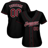 Custom Black Crimson-White Authentic Baseball Jersey