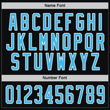 Custom Black Sky Blue-White Hockey Jersey