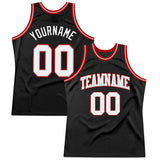 Custom Black White Gray-Red Authentic Throwback Basketball Jersey