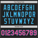 Custom Black Pink-Sky Blue Authentic Baseball Jersey