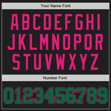 Custom Black Kelly Green-Hot Pink Authentic Baseball Jersey