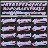 Custom Black Pink-Light Blue Authentic Baseball Jersey
