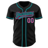 222 Custom Black Pink-Teal Authentic Baseball Jersey Test(勿删!!!!)