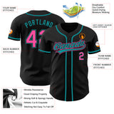 222 Custom Black Pink-Teal Authentic Baseball Jersey Test(勿删!!!!)