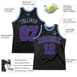 Custom Black Purple-Light Blue Authentic Throwback Basketball Jersey