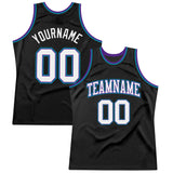 Custom Black White Purple-Teal Authentic Throwback Basketball Jersey