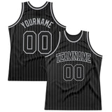 Custom Black Gray Pinstripe Black-Gray Authentic Basketball Jersey