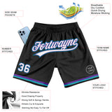 Custom Black White Purple-Teal Authentic Throwback Basketball Shorts