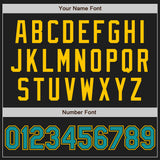 Custom Black Yellow Pinstripe Teal Authentic Baseball Jersey