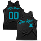 Custom Black Teal Authentic Throwback Basketball Jersey