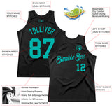 Custom Black Aqua Authentic Throwback Basketball Jersey