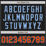 Custom Black Orange-Light Blue Authentic Baseball Jersey