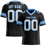 Custom Black White-Powder Blue Authentic Football Jersey