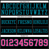 Custom Black Pink-Teal Mesh Authentic Football Jersey